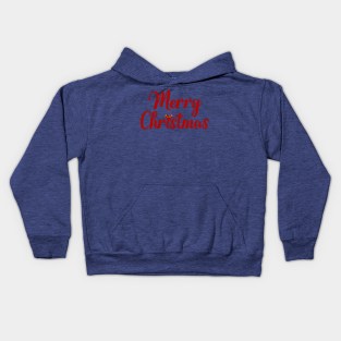 Merry Christmas with Holly and Bow Text Design Kids Hoodie